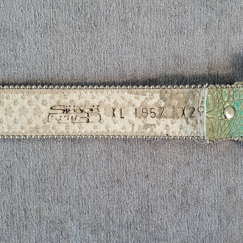 Exquisite b.b. simon Belt In Turquoise Italian Leather With Swarovski Crystals - Picture 7 of 11